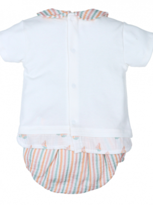 Conjunto bebé niño con velero bordado