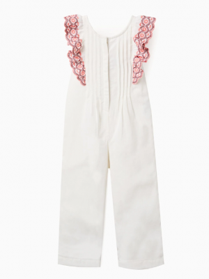 Mono de algodón de pierna ancha con volantes para niña